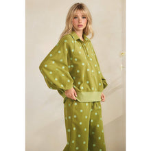 Load image into Gallery viewer, Green Polkadot Quarter Zip
