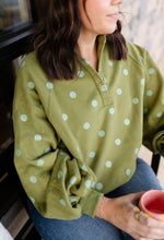 Load image into Gallery viewer, Green Polkadot Quarter Zip