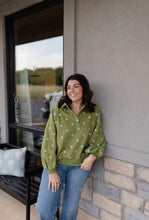Load image into Gallery viewer, Green Polkadot Quarter Zip