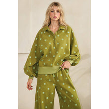 Load image into Gallery viewer, Green Polkadot Quarter Zip