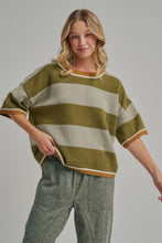 Load image into Gallery viewer, WIDE STRIPE LOOSE FIT DROP SHOULDER SWEATER TOP
