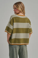 Load image into Gallery viewer, WIDE STRIPE LOOSE FIT DROP SHOULDER SWEATER TOP
