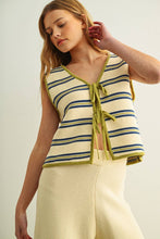 Load image into Gallery viewer, STRIPED KNIT VEST WITH TIE FRONT
