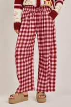 Load image into Gallery viewer, GINGHAM CHECKERED WIDE LEG FLEECE SWEATPANTS_JLB80126-03
