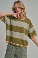 Load image into Gallery viewer, WIDE STRIPE LOOSE FIT DROP SHOULDER SWEATER TOP
