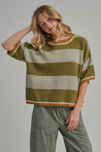 Load image into Gallery viewer, WIDE STRIPE LOOSE FIT DROP SHOULDER SWEATER TOP
