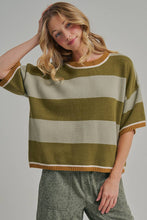 Load image into Gallery viewer, WIDE STRIPE LOOSE FIT DROP SHOULDER SWEATER TOP
