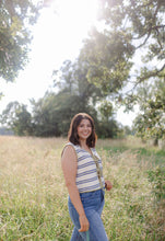 Load image into Gallery viewer, STRIPED KNIT VEST WITH TIE FRONT
