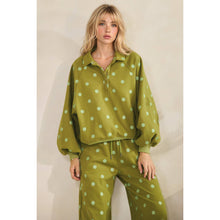 Load image into Gallery viewer, Green Polkadot Quarter Zip
