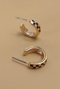 Black & Gold Check Earrings