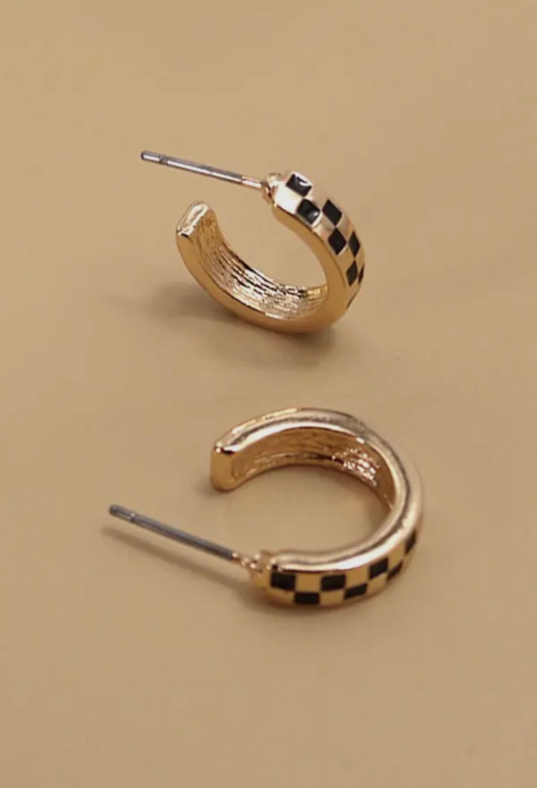 Black & Gold Check Earrings