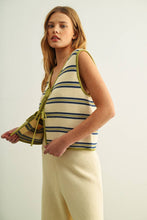 Load image into Gallery viewer, STRIPED KNIT VEST WITH TIE FRONT
