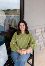 Load image into Gallery viewer, Green Polkadot Quarter Zip
