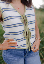 Load image into Gallery viewer, STRIPED KNIT VEST WITH TIE FRONT
