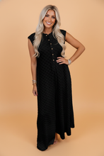 Load image into Gallery viewer, Checker Textured Wide Leg Jumpsuit Black
