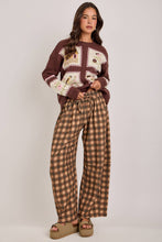 Load image into Gallery viewer, GINGHAM CHECKERED WIDE LEG FLEECE SWEATPANTS_JLB80126-03
