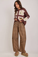 Load image into Gallery viewer, GINGHAM CHECKERED WIDE LEG FLEECE SWEATPANTS_JLB80126-03
