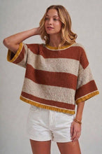 Load image into Gallery viewer, WIDE STRIPE LOOSE FIT DROP SHOULDER SWEATER TOP
