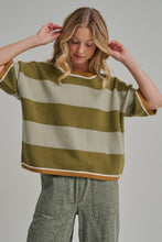 Load image into Gallery viewer, WIDE STRIPE LOOSE FIT DROP SHOULDER SWEATER TOP
